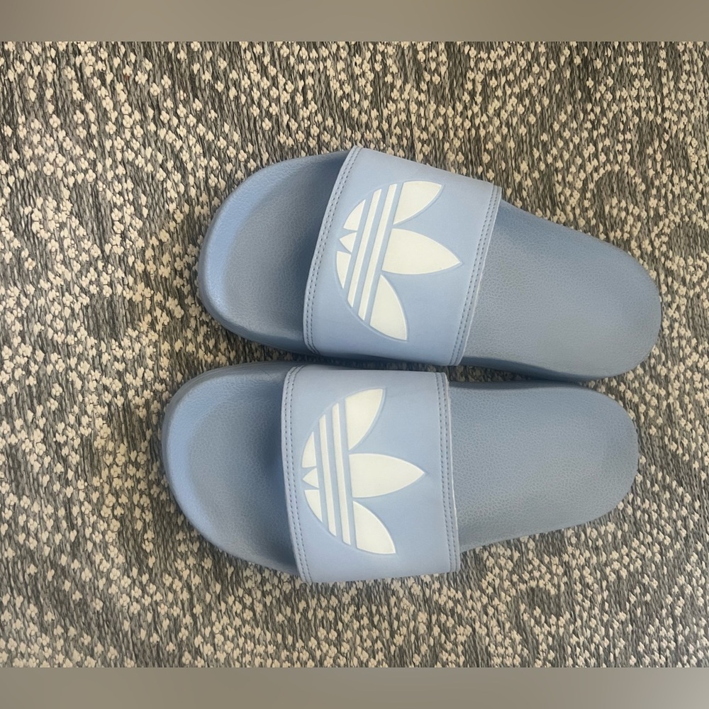 Adidas Unisex Blue and White Slides